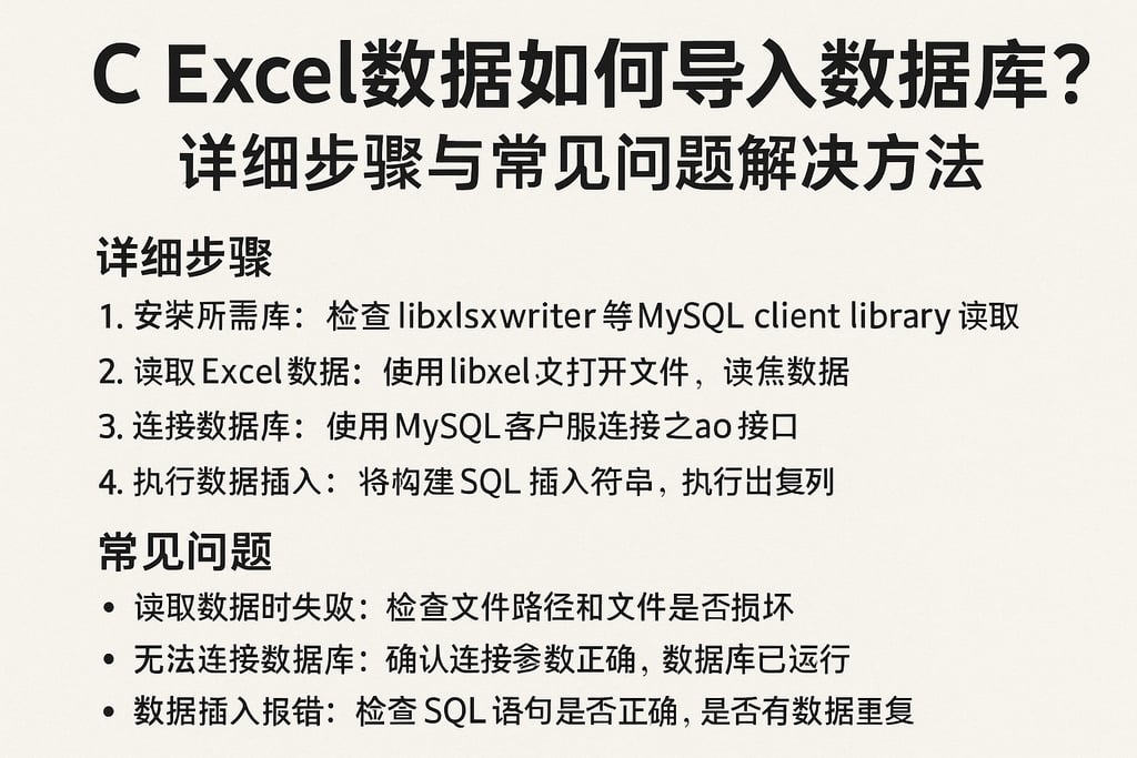 c excel数据如何导入数据库？详细步骤与常见问题解决方法